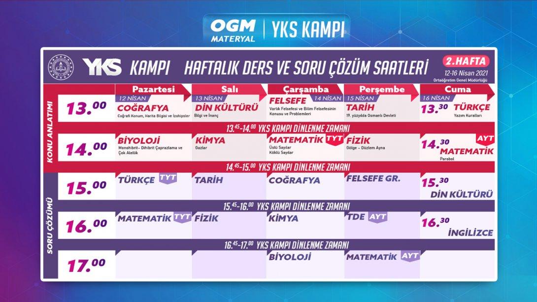 YKS'ye hazırlanan öğrencilerimiz için OGM Materyal/YKS Kampı
